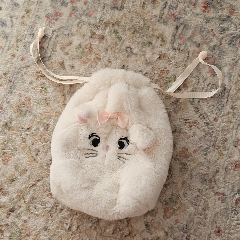 Disney Marie 'The Aristocats' Plush Drawstring Bag with Pink Bow